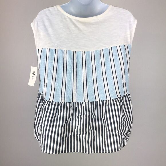 Style & Co Cotton Tiered Printed Top size Small - Picture 3 of 5